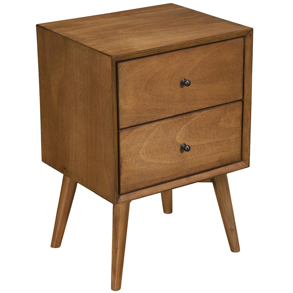 Brown Century Modern Wood 2 Drawer Nightstand By Homeroots | Nightstands | Modishstore - 2