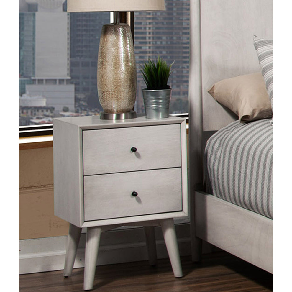 Brown Century Modern Wood 2 Drawer Nightstand By Homeroots | Nightstands | Modishstore - 7