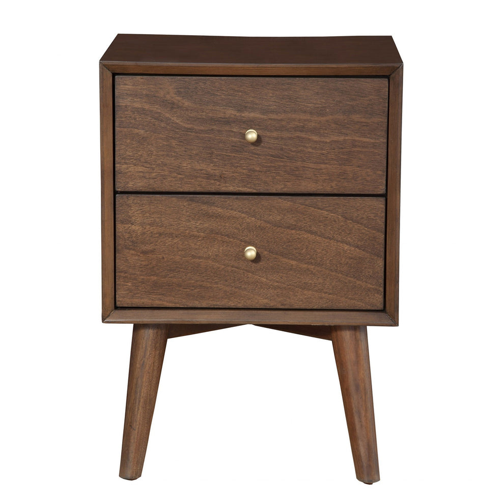 Brown Century Modern Wood 2 Drawer Nightstand By Homeroots | Nightstands | Modishstore - 13