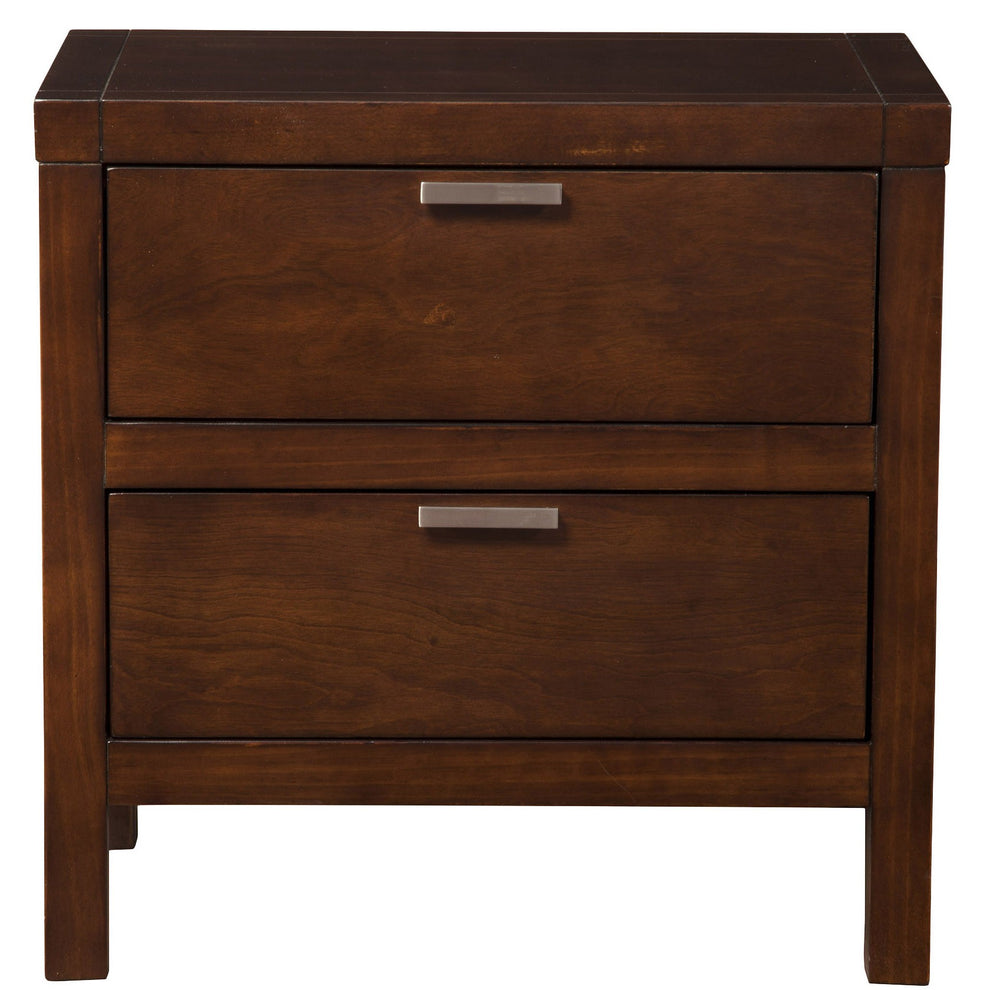 Cappuccino Contempo Wooden Two Drawer Nightstand By Homeroots | Nightstands | Modishstore - 2