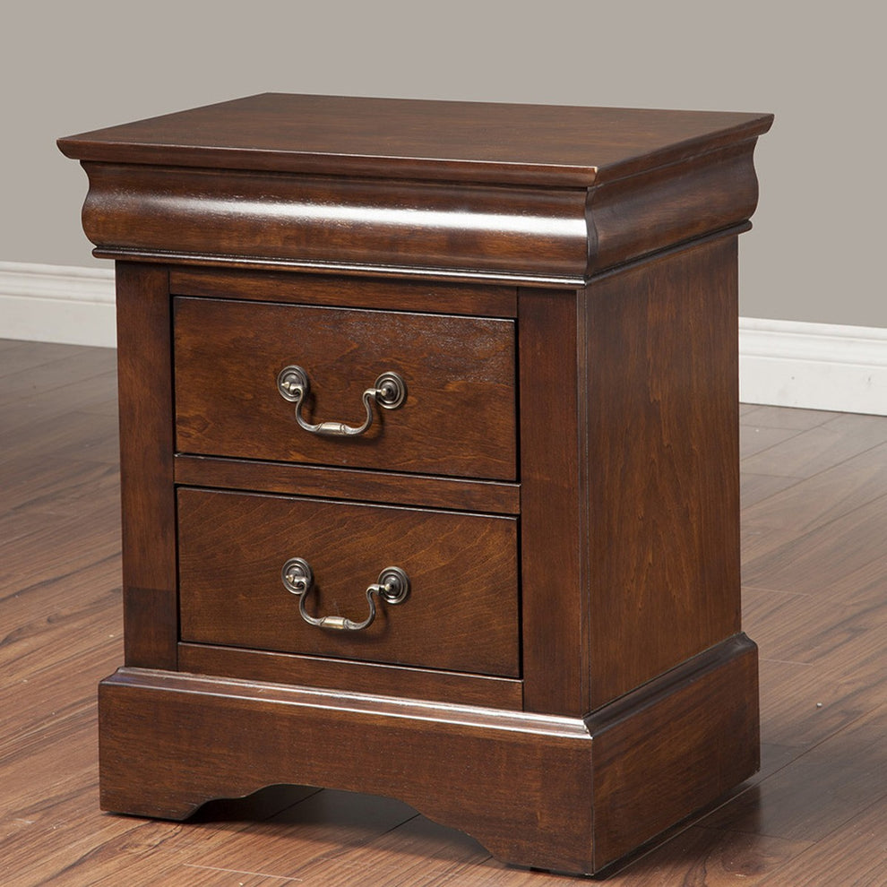 Solid Wood Cappuccino 2 Drawer Nightstand By Homeroots | Nightstands | Modishstore - 3