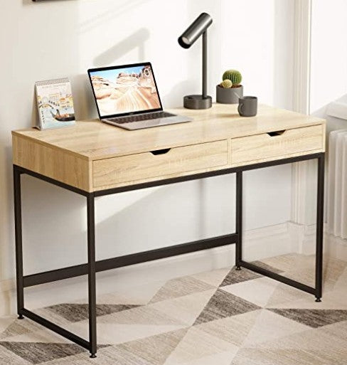 43" Natural and Black Two Drawer Desk By Homeroots | Desks | Modishstore
