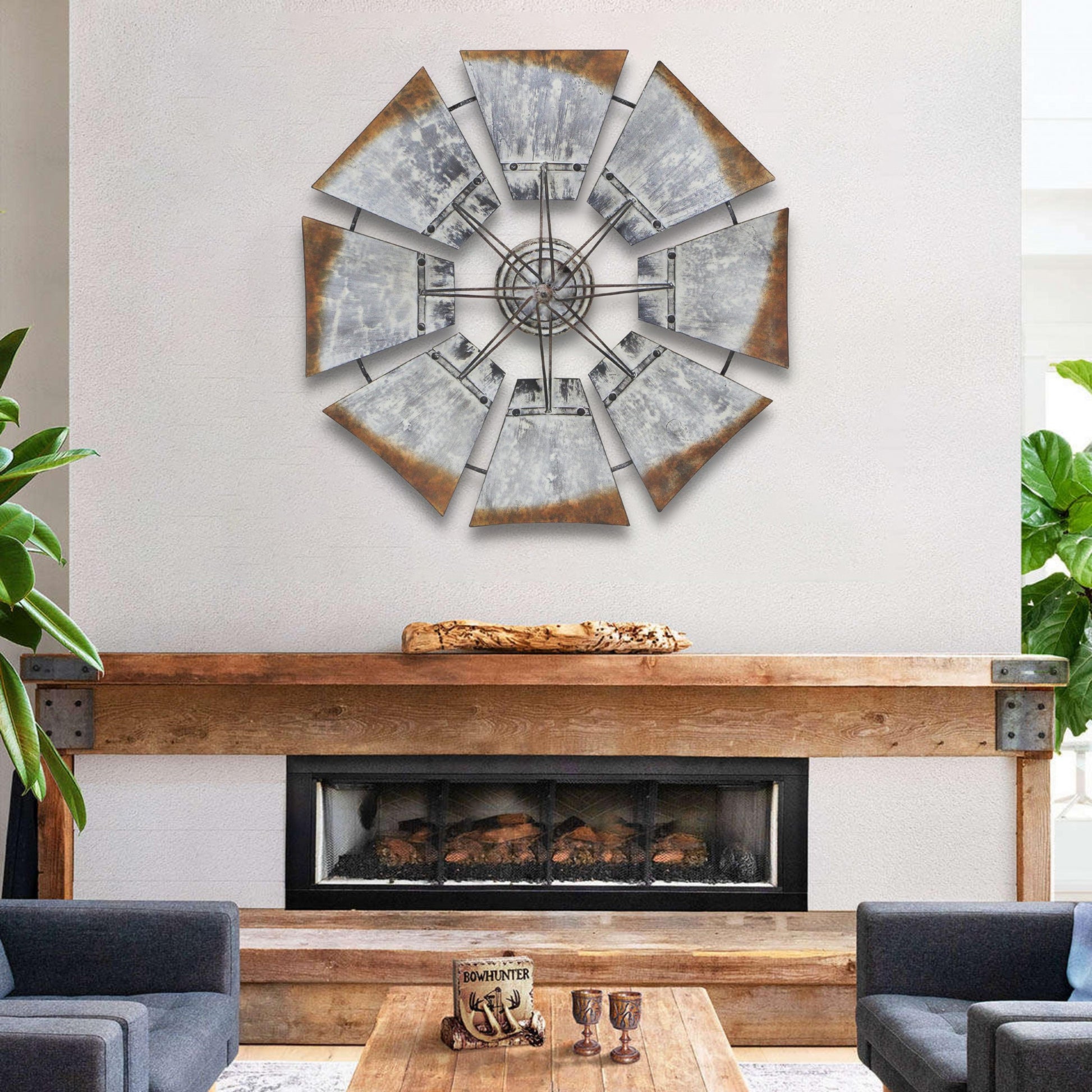 Metal Windmill Shaped Wall Decor By Homeroots | Wall Decor | Modishstore