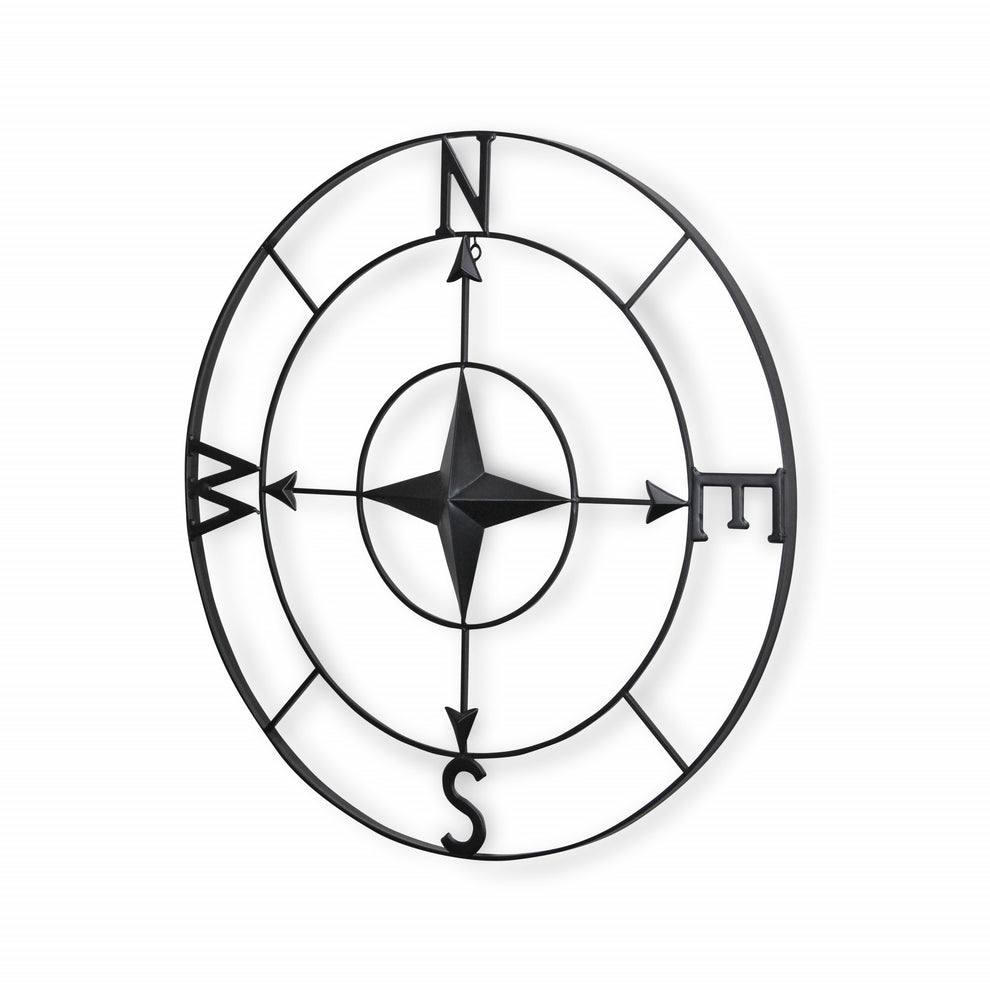 Black Metal Compass Shaped Wall Decor By Homeroots | Wall Decor | Modishstore - 3