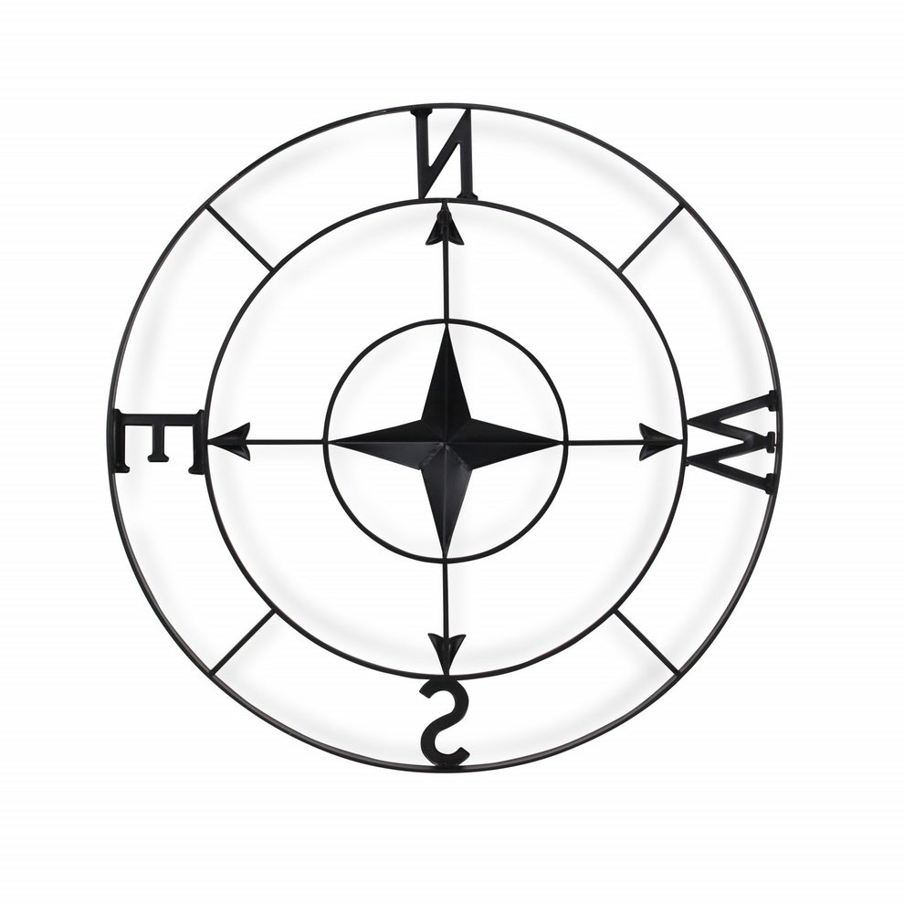Black Metal Compass Shaped Wall Decor By Homeroots | Wall Decor | Modishstore - 5