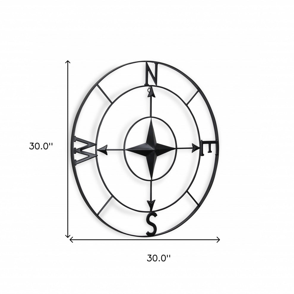 Black Metal Compass Shaped Wall Decor By Homeroots | Wall Decor | Modishstore - 6