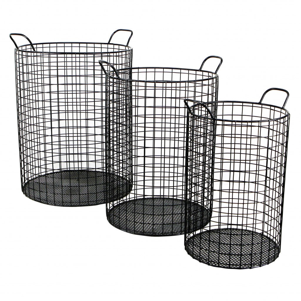 Set of Three Metal Wire Storage Baskets By Homeroots | Bins, Baskets & Buckets | Modishstore - 6