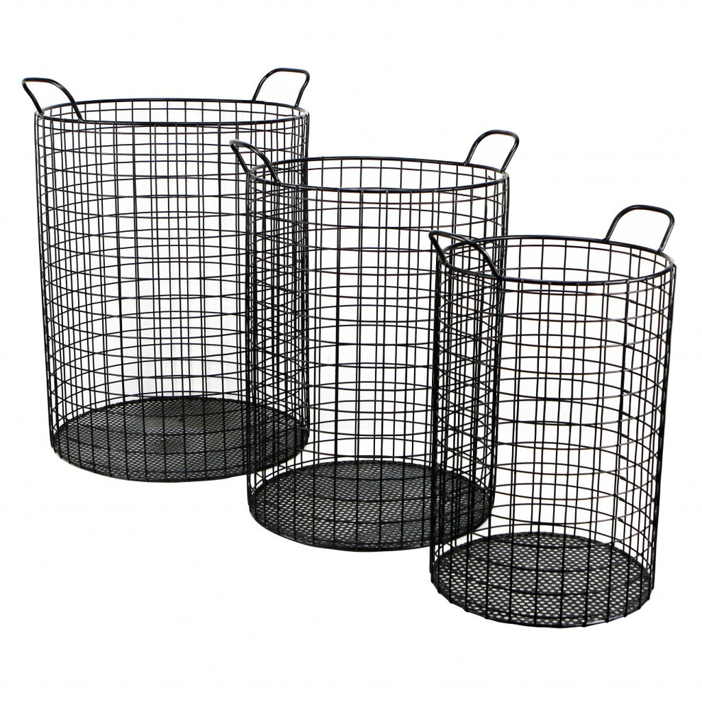 Set of Three Metal Wire Storage Baskets By Homeroots | Bins, Baskets & Buckets | Modishstore - 6