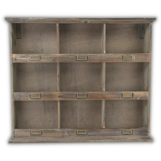 Rustic Nine Slot Wooden Open Wall Cabinet By Homeroots | Cabinets | Modishstore