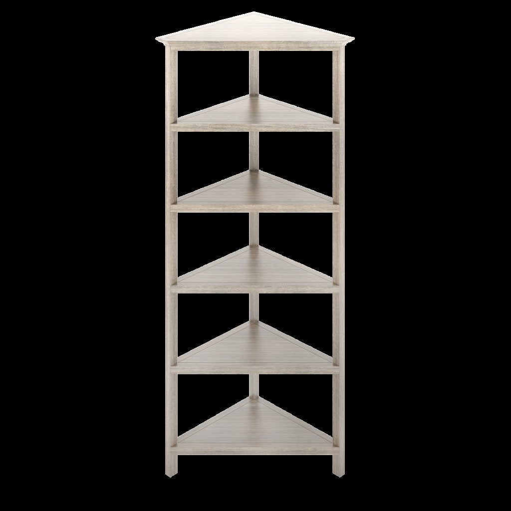 Gray Five Tier Solid Wood Corner Bookcase By Homeroots | Bookcases | Modishstore