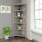 Gray Five Tier Solid Wood Corner Bookcase By Homeroots | Bookcases | Modishstore - 3