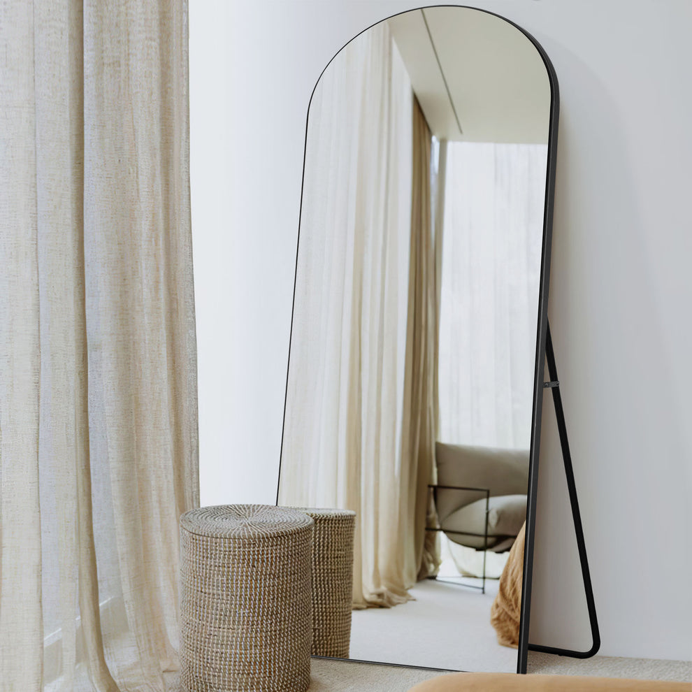 Petite Black Arched Wooden Mirror By Homeroots | Mirrors | Modishstore