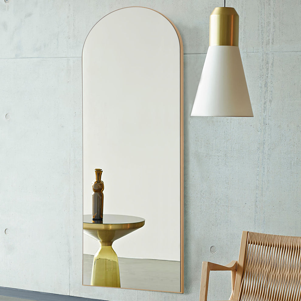 Narrow Gold Arched Wooden Mirror By Homeroots | Mirrors | Modishstore - 3