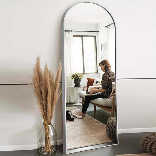 Arched Silver Full-length Standing Mirror By Homeroots | Mirrors | Modishstore - 2