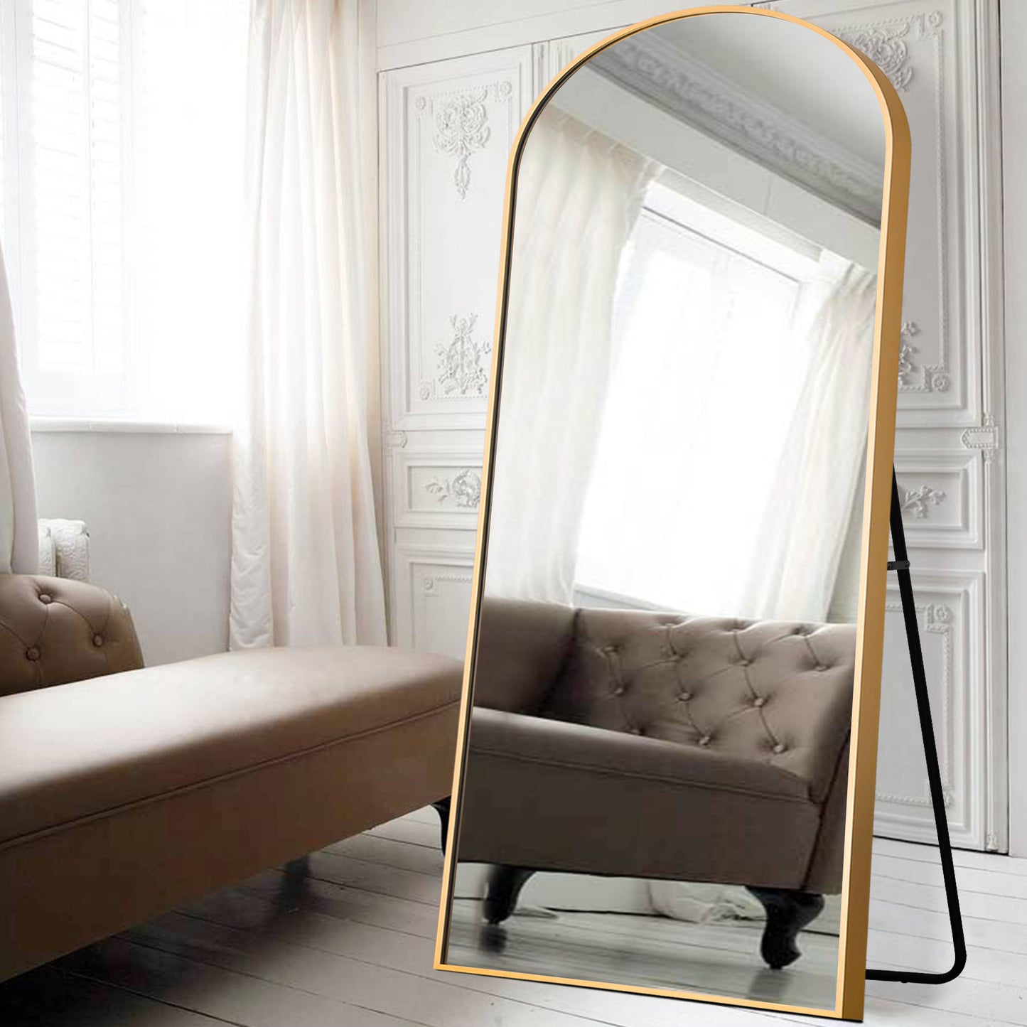 Black Arched Standing Mirror By Homeroots | Mirrors | Modishstore - 7