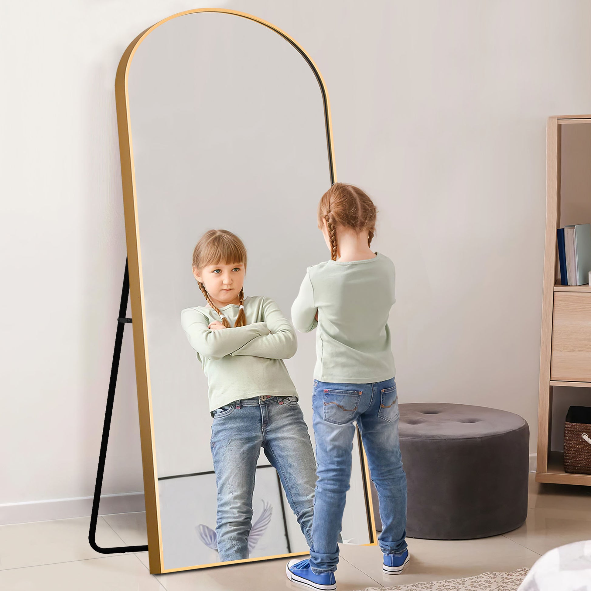 Black Arched Standing Mirror By Homeroots | Mirrors | Modishstore - 9