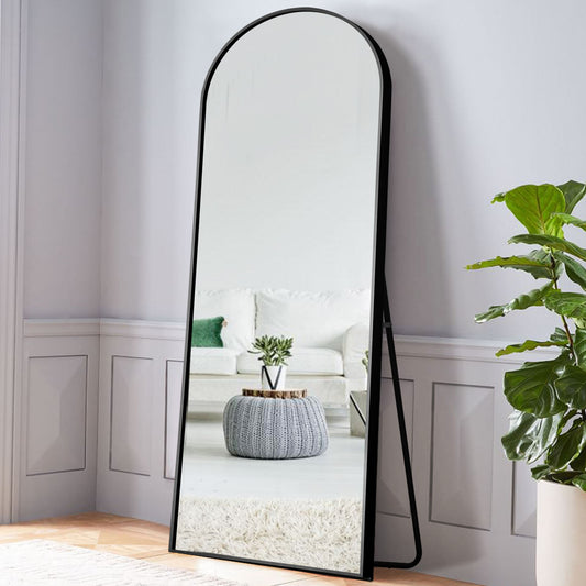 Petite Black Arched Full-length Standing Mirror By Homeroots | Mirrors | Modishstore - 2