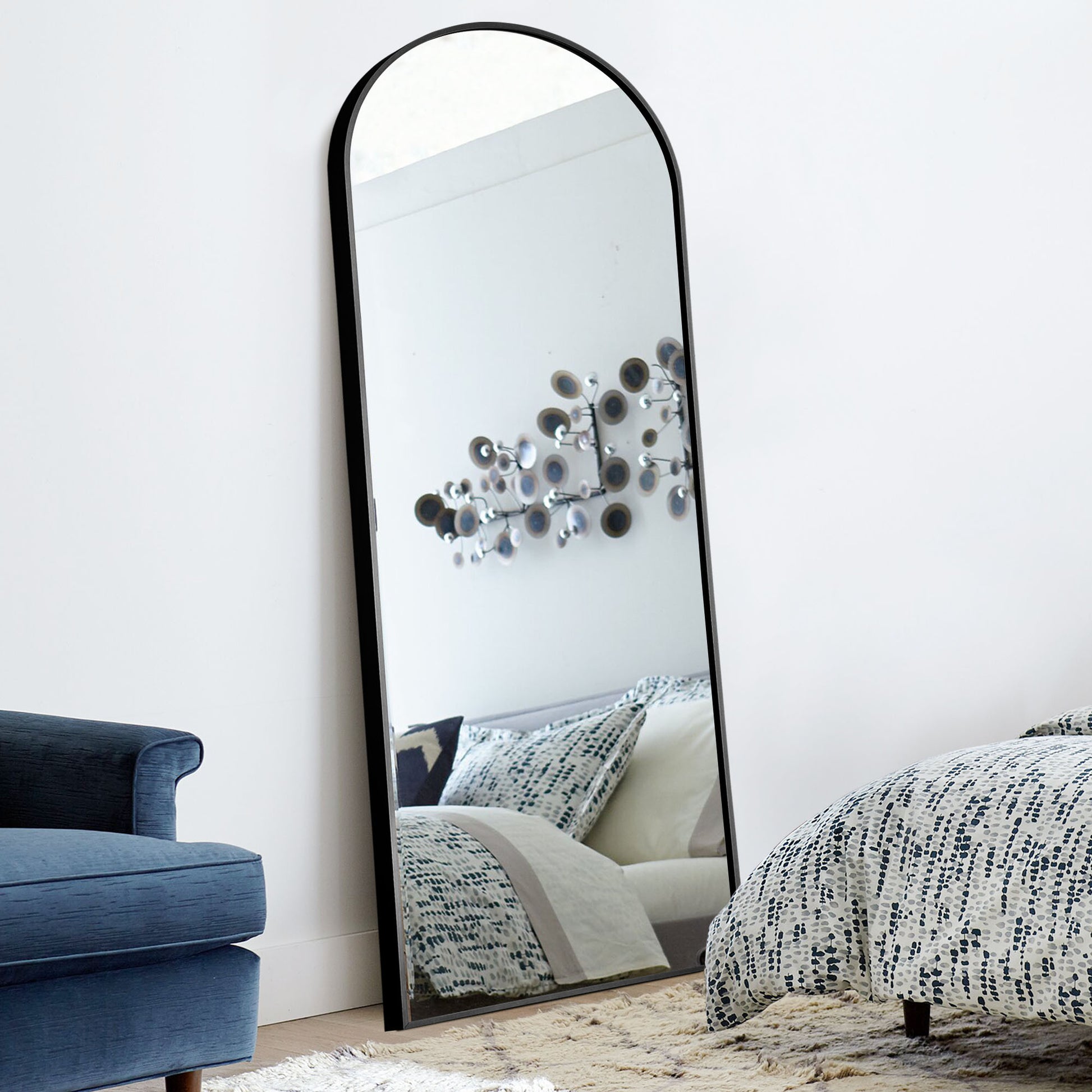 Petite Black Arched Full-length Standing Mirror By Homeroots | Mirrors | Modishstore - 3