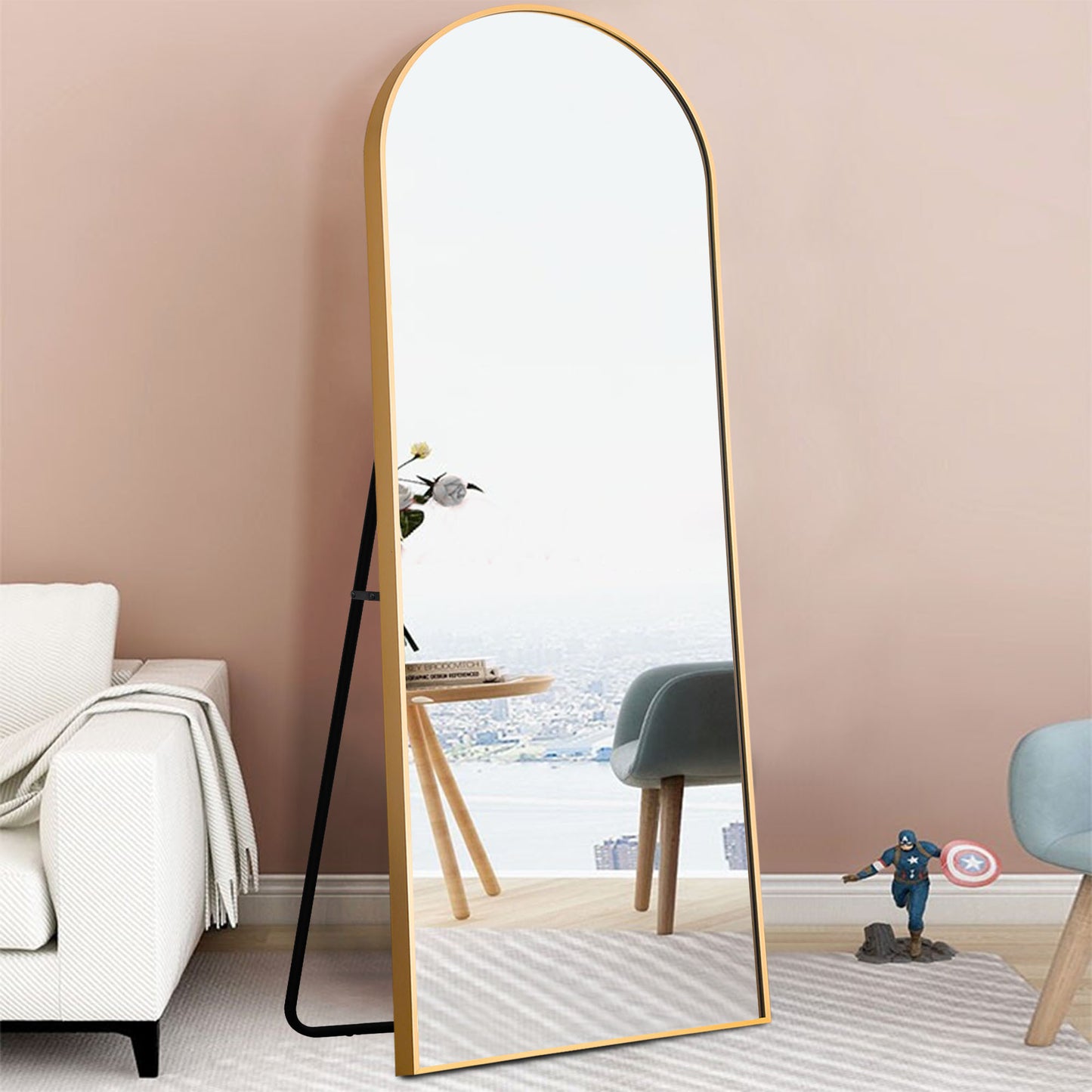 Petite Black Arched Full-length Standing Mirror By Homeroots | Mirrors | Modishstore - 6