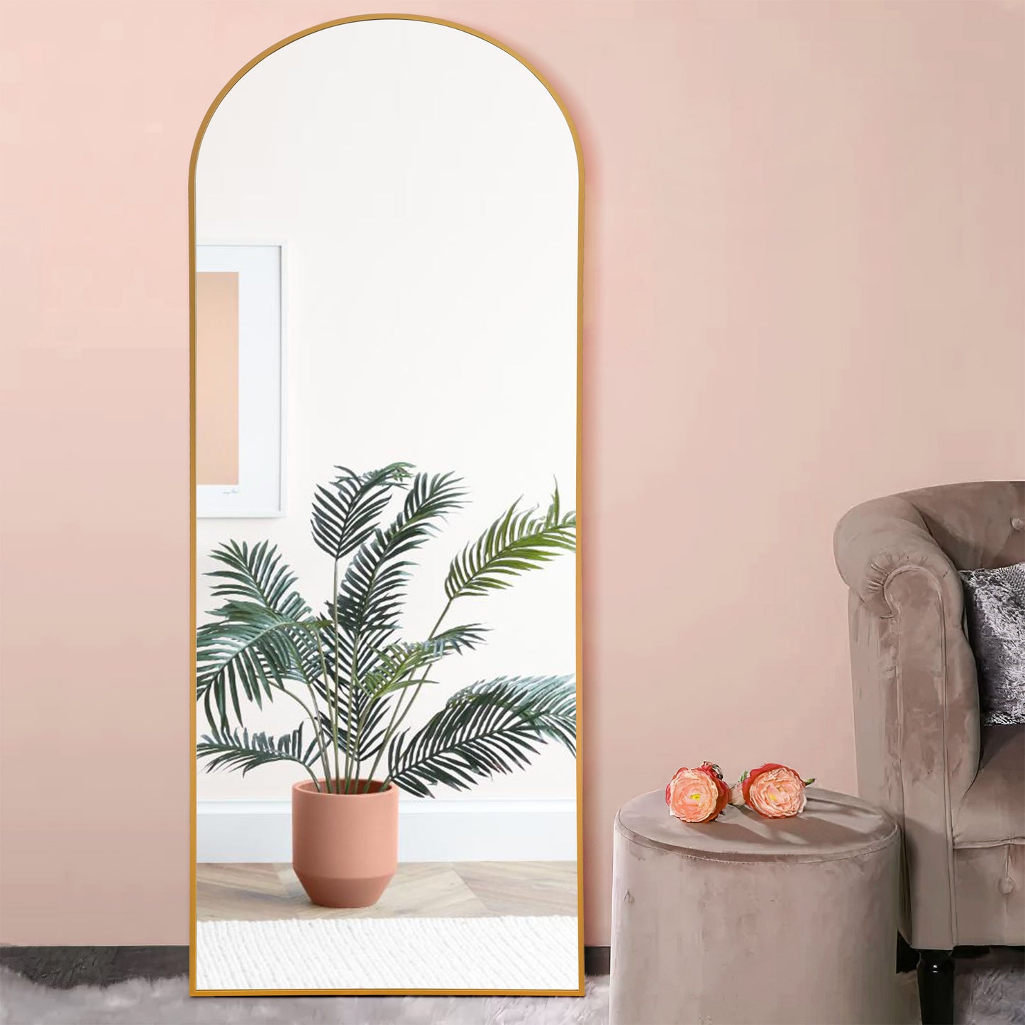 Petite Black Arched Full-length Standing Mirror By Homeroots | Mirrors | Modishstore - 7