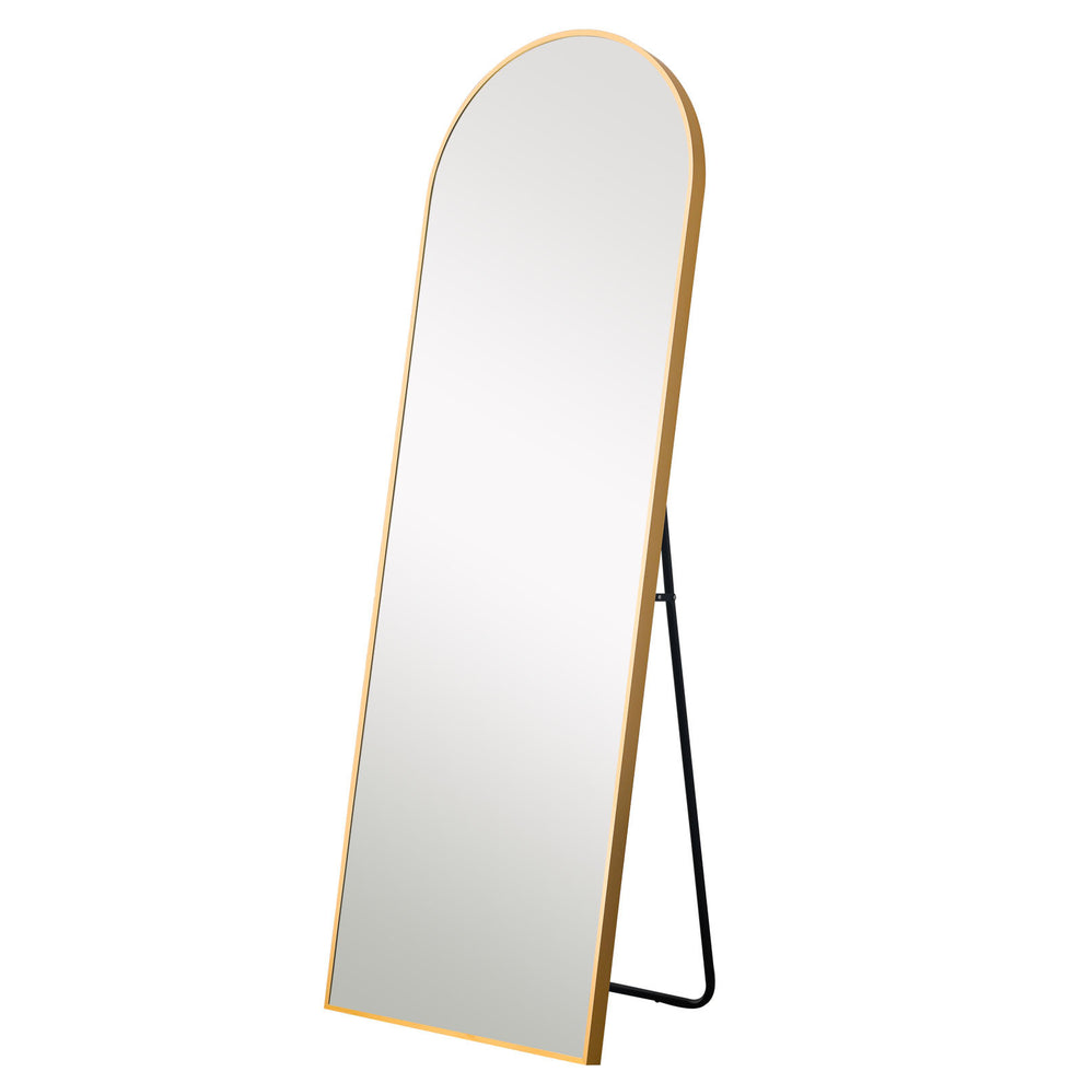 Narrow Gold Arched Full-length Floor Mirror with Stand By Homeroots | Mirrors | Modishstore - 2