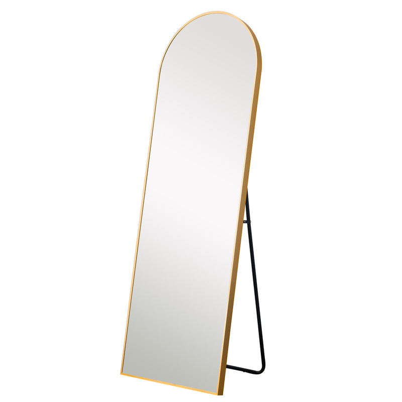 Narrow Gold Arched Full-length Floor Mirror with Stand By Homeroots | Mirrors | Modishstore