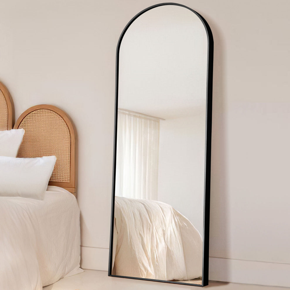 Narrow Gold Arched Full-length Floor Mirror with Stand By Homeroots | Mirrors | Modishstore - 7