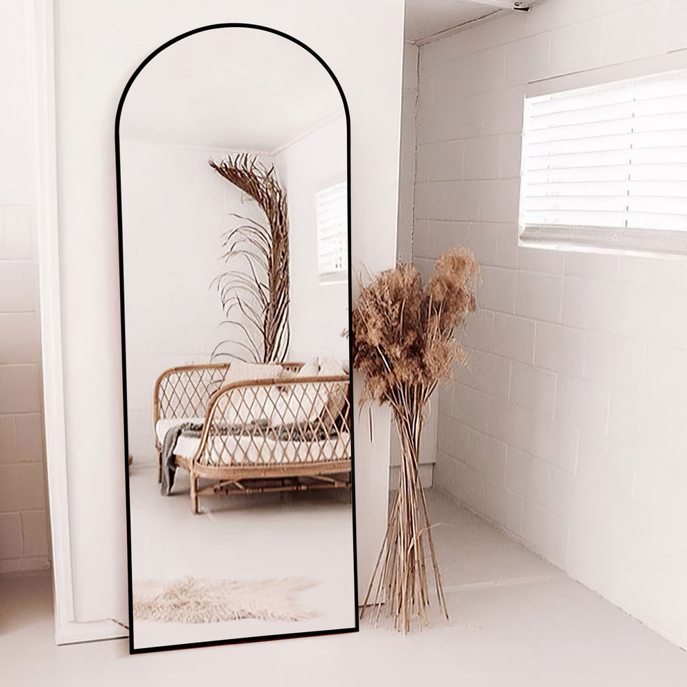Narrow Gold Arched Full-length Floor Mirror with Stand By Homeroots | Mirrors | Modishstore - 8