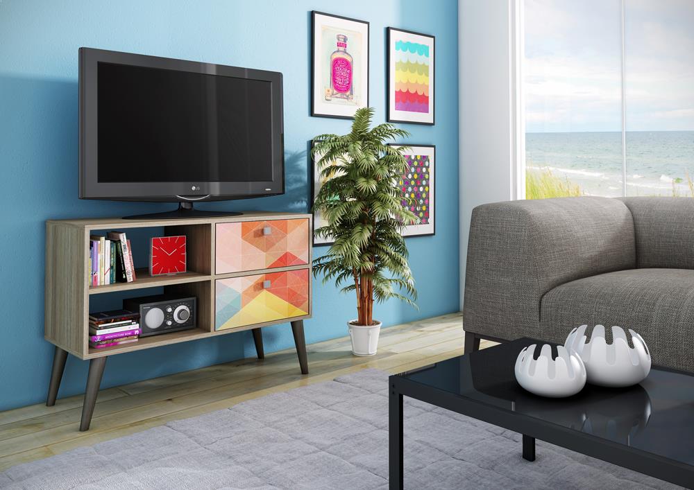 Accentuations by Manhattan Comfort Practical Dalarna TV Stand with 2 Open Shelves and 2 Drawers | TV Stands | Modishstore-3