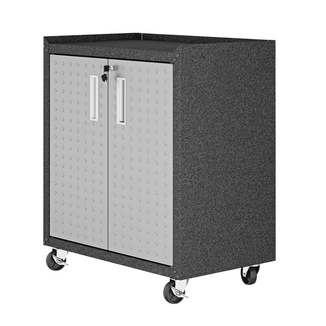 Manhattan Comfort 3GMCC Fortress Textured Metal 31.5" Garage Mobile Cabinet with 2 Adjustable Shelves In Grey | Cabinets | Modishstore-2