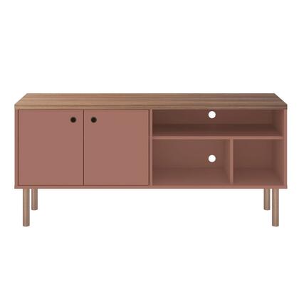 Manhattan Comfort Windsor 53.54 Modern TV Stand with Media Shelves and Solid Wood Legs in Ceramic Pink and Nature | TV Stands | Modishstore - 7