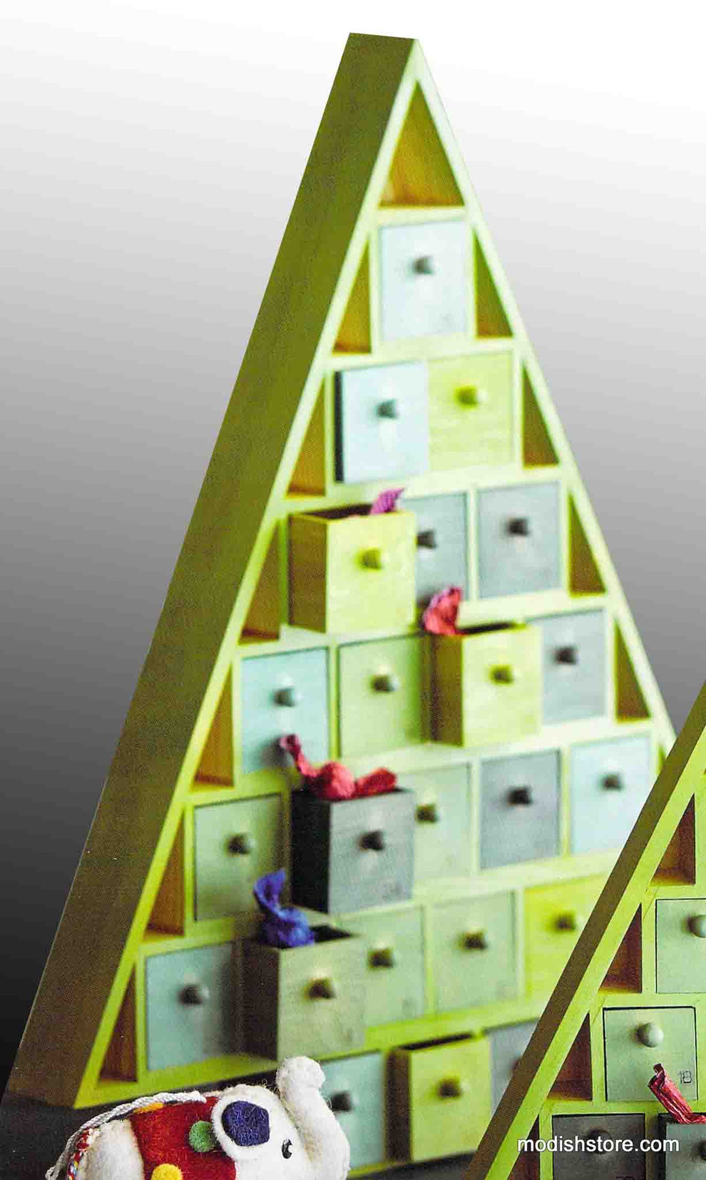 Green Advent Trees Wooden Storage | Holiday | Modishstore-2