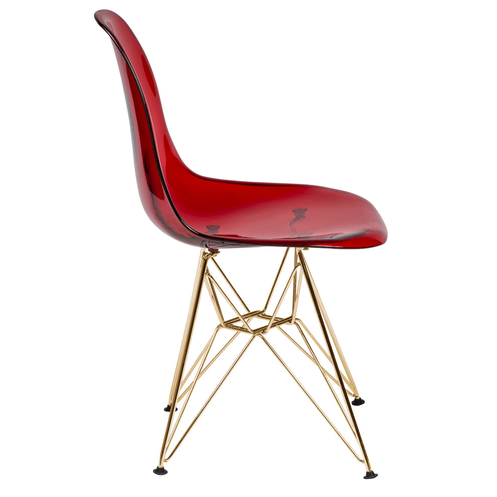 LeisureMod Cresco Molded Eiffel Side Chair with Gold Base, Set of 4 | Side Chairs | Modishstore - 4