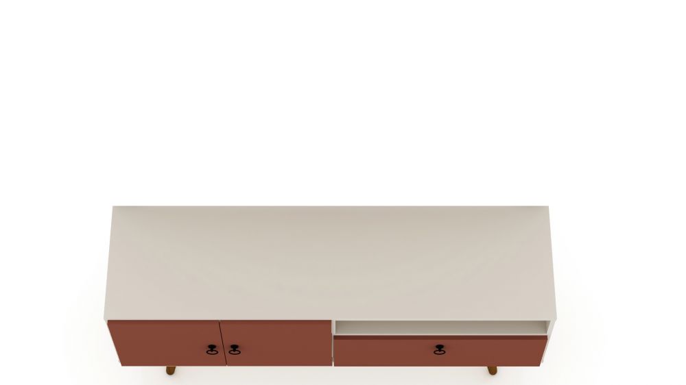Manhattan Comfort Tribeca 53.94 Mid-Century Modern TV Stand with Solid Wood Legs in Off White and Terra Orange Pink | TV Stands | Modishstore - 9