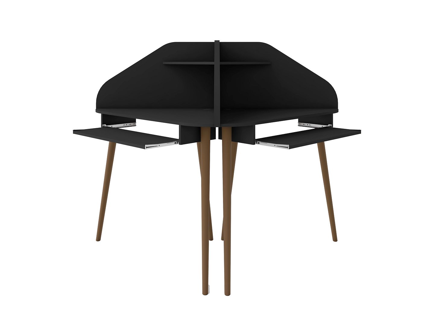 Manhattan Comfort Bradley 4-Piece Round Sectional Cubicle Desk with Keyboard Shelf in Black | Desks | Modishstore-2