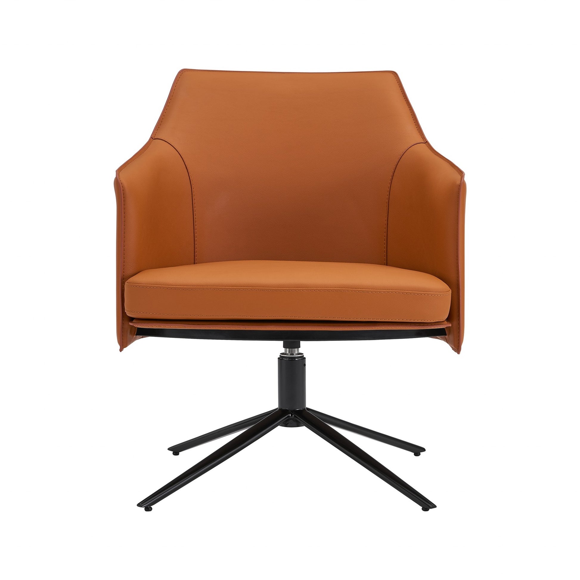 Terra Cotta Faux Leather Swivel Accent Chair By Homeroots | Accent Chairs | Modishstore