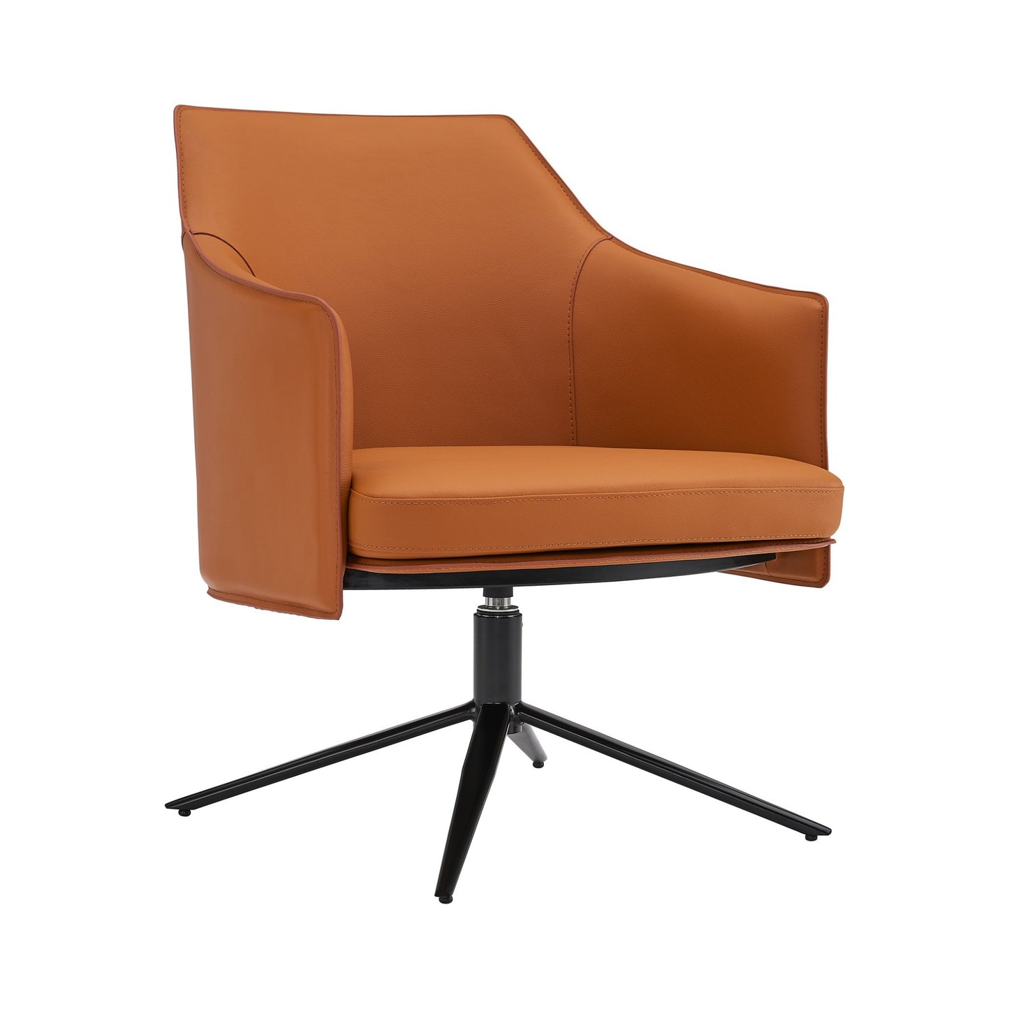 Terra Cotta Faux Leather Swivel Accent Chair By Homeroots | Accent Chairs | Modishstore - 2