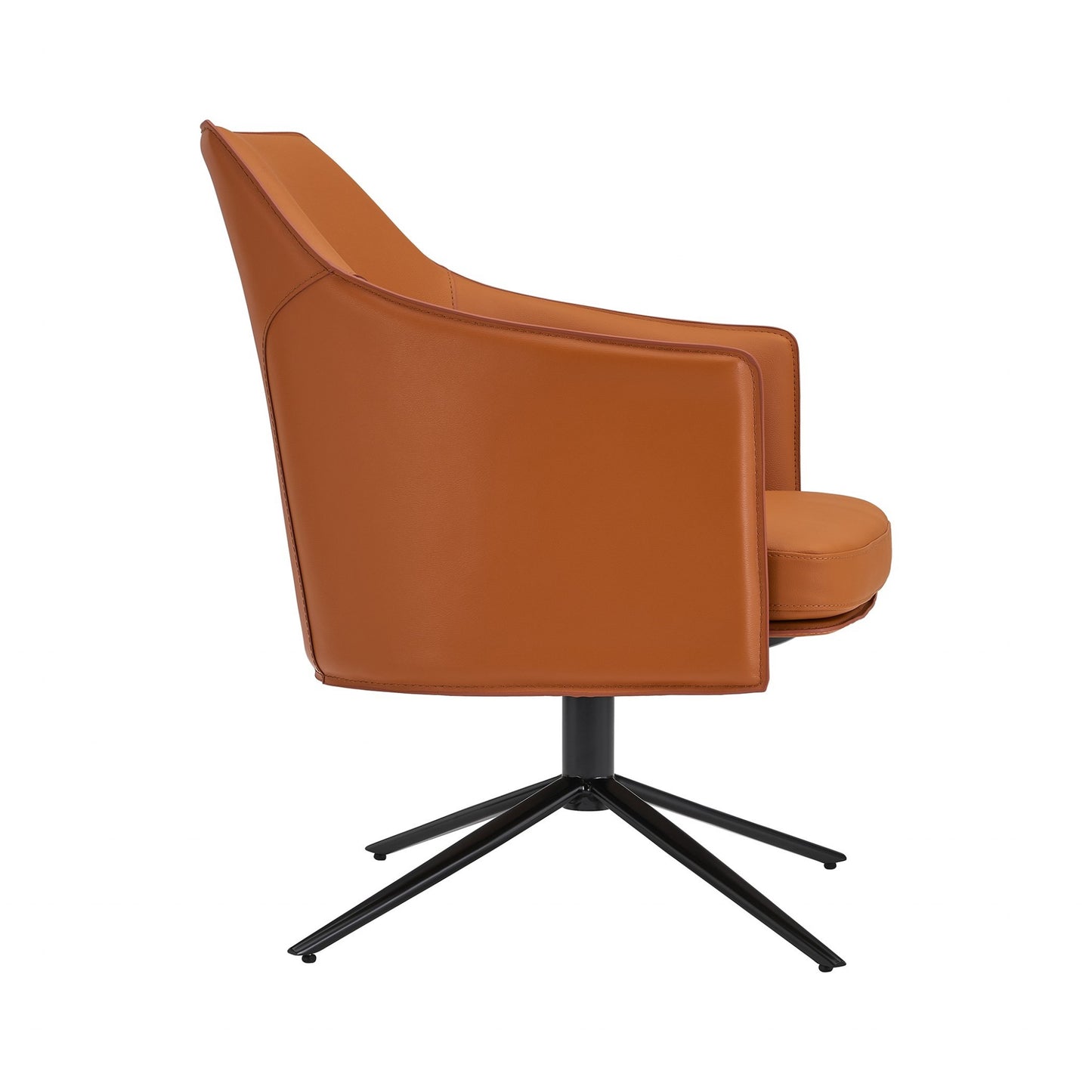 Terra Cotta Faux Leather Swivel Accent Chair By Homeroots | Accent Chairs | Modishstore - 3