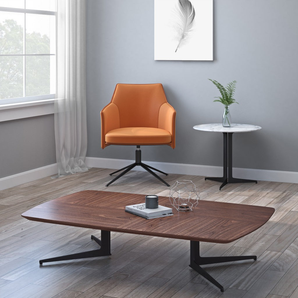 Terra Cotta Faux Leather Swivel Accent Chair By Homeroots | Accent Chairs | Modishstore - 6