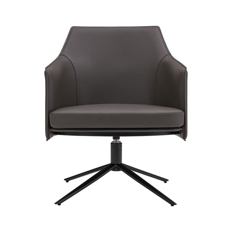 Dark Gray Faux Leather Swivel Accent Chair By Homeroots | Accent Chairs | Modishstore