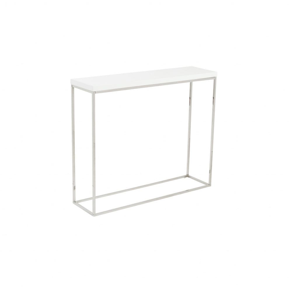 Modern White Gloss and Chrome Console Table By Homeroots | Console Tables | Modishstore - 2