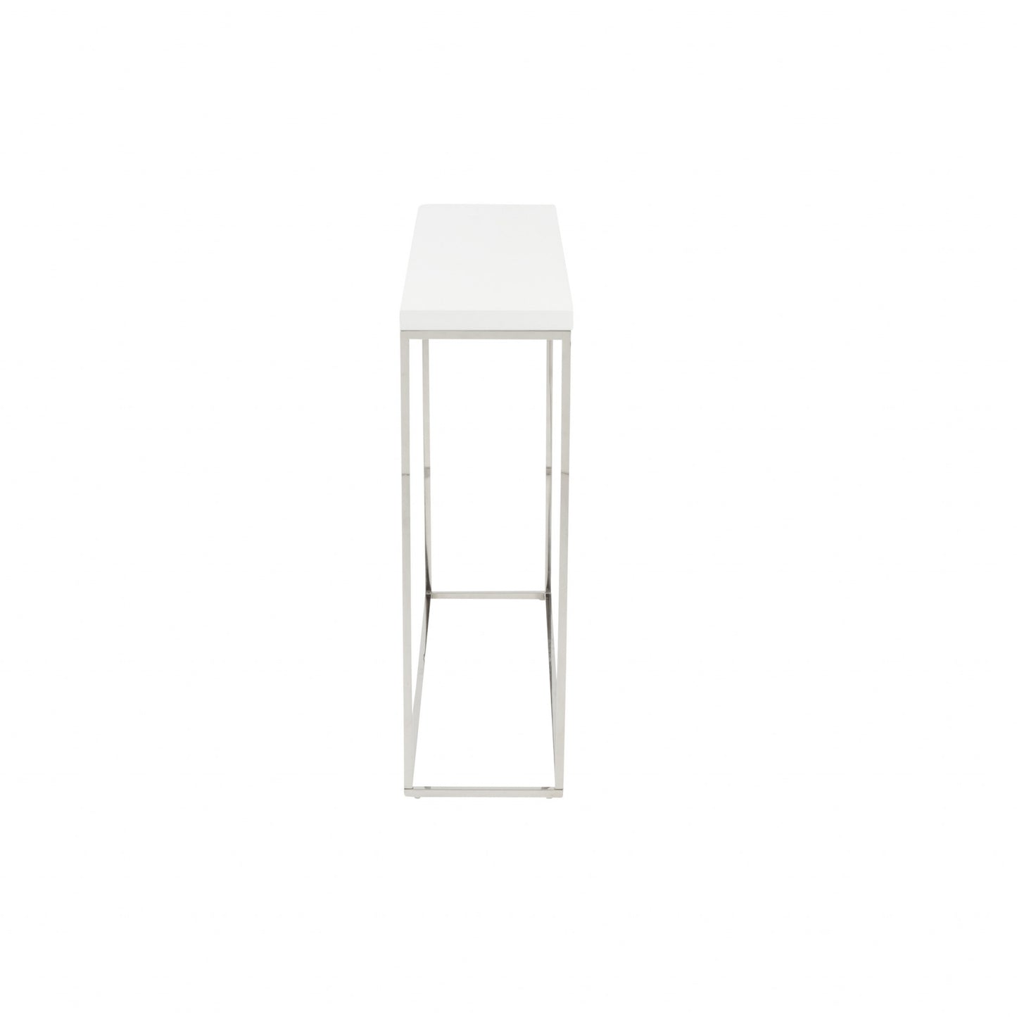 Modern White Gloss and Chrome Console Table By Homeroots