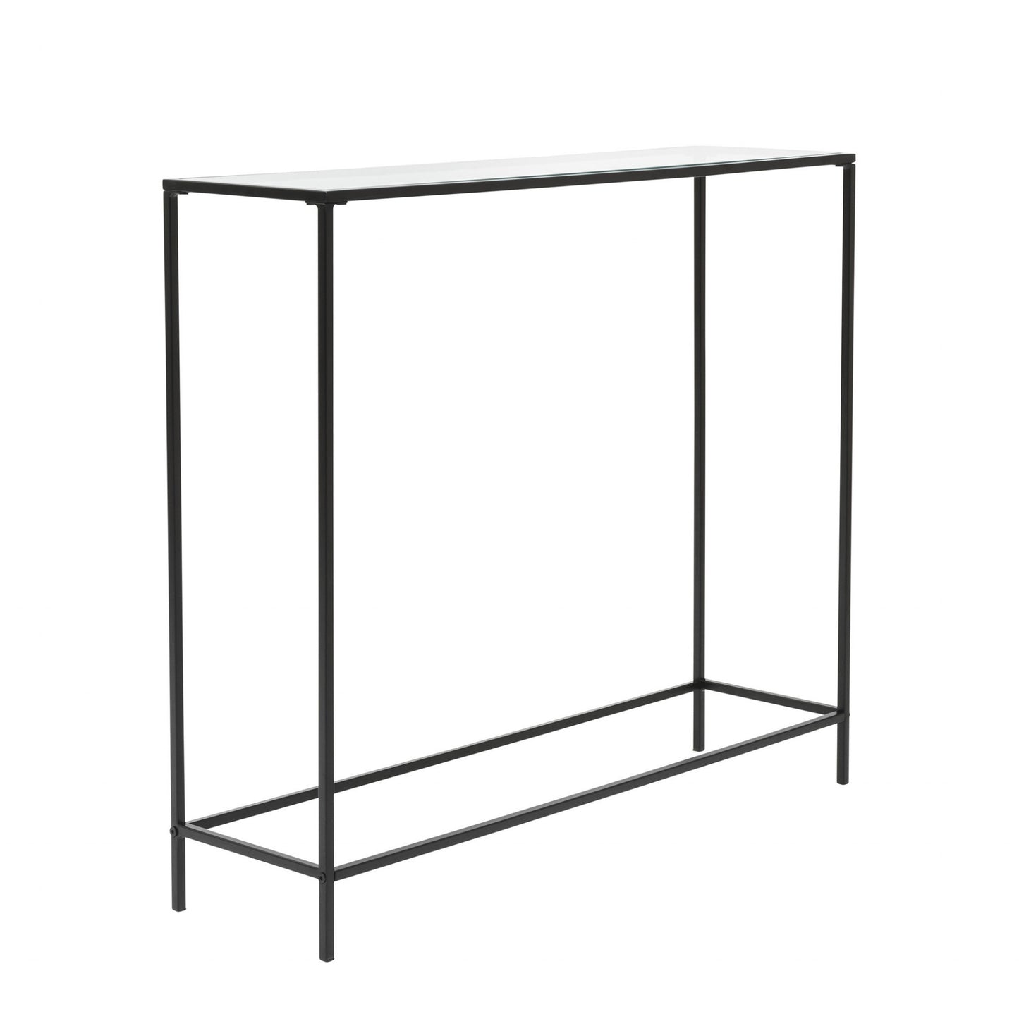 Minimalist Clear Glass and Black Console Table By Homeroots