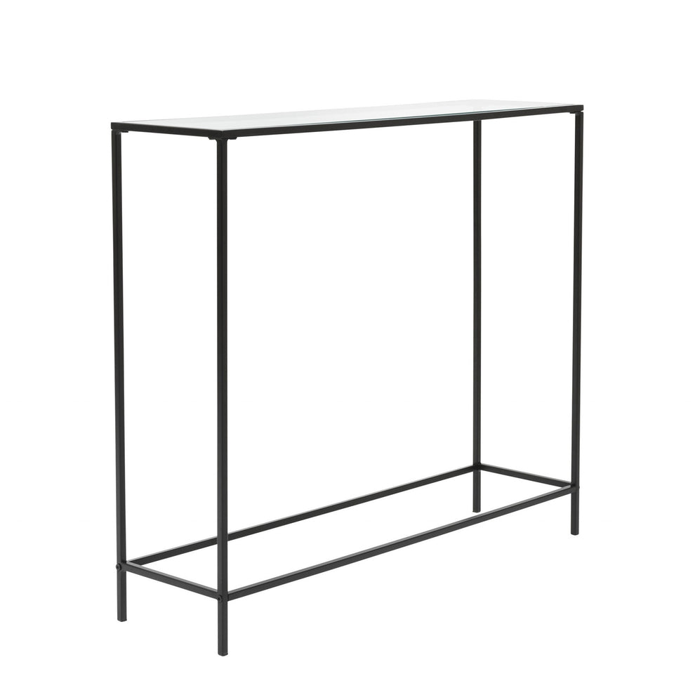 Minimalist Clear Glass and Black Console Table By Homeroots | Console Tables | Modishstore - 2