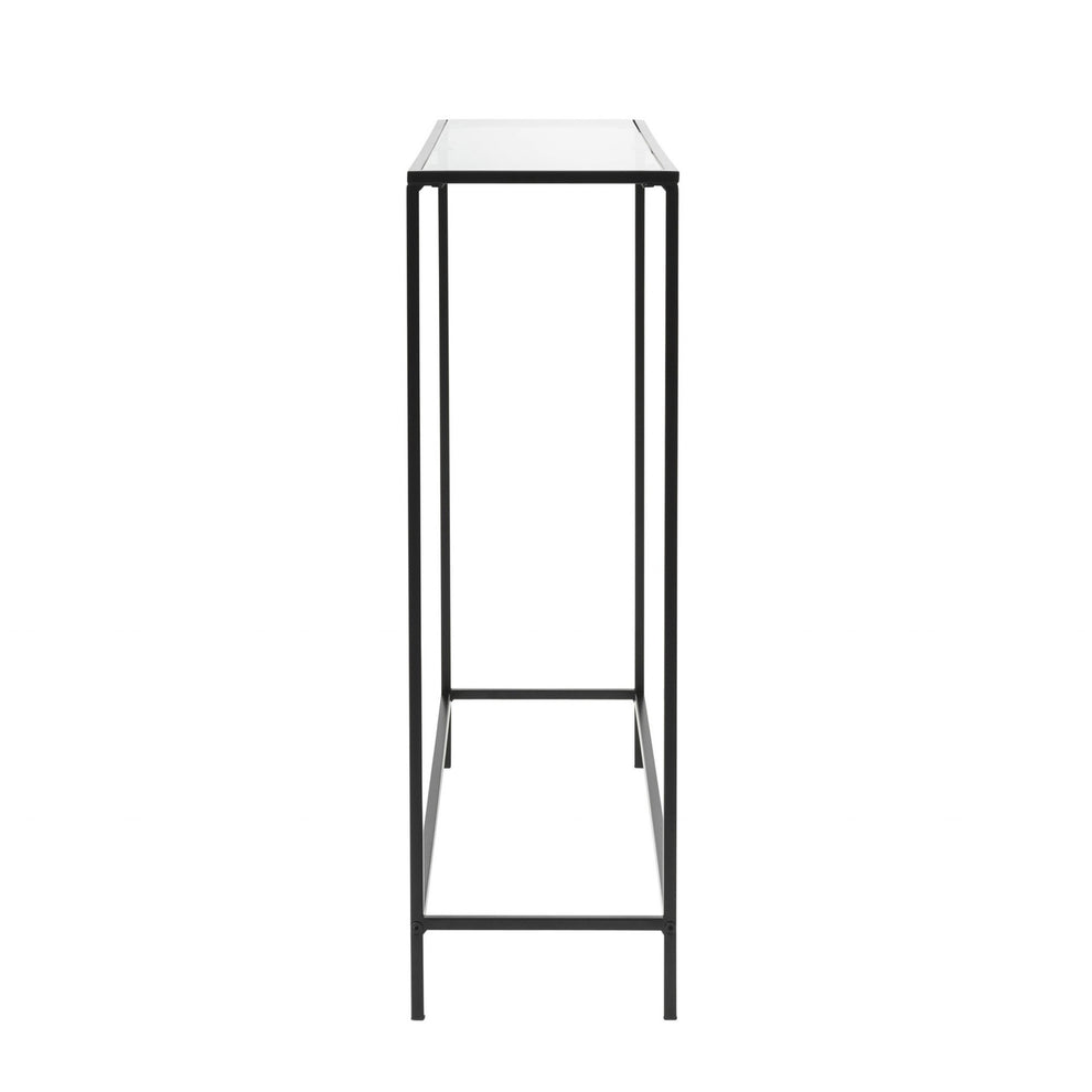 Minimalist Clear Glass and Black Console Table By Homeroots | Console Tables | Modishstore - 3