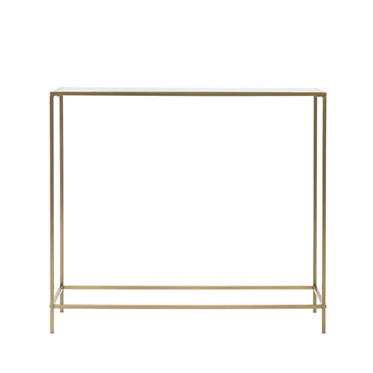 Minimalist Clear Glass and Gold Console Table By Homeroots | Console Tables | Modishstore