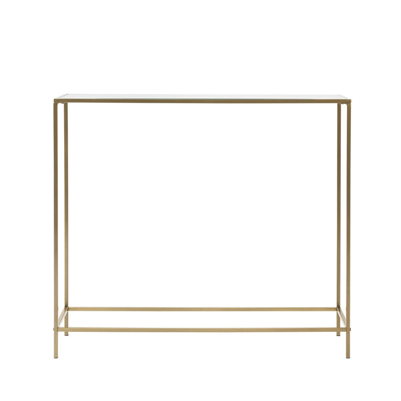 Minimalist Clear Glass and Gold Console Table By Homeroots | Console Tables | Modishstore