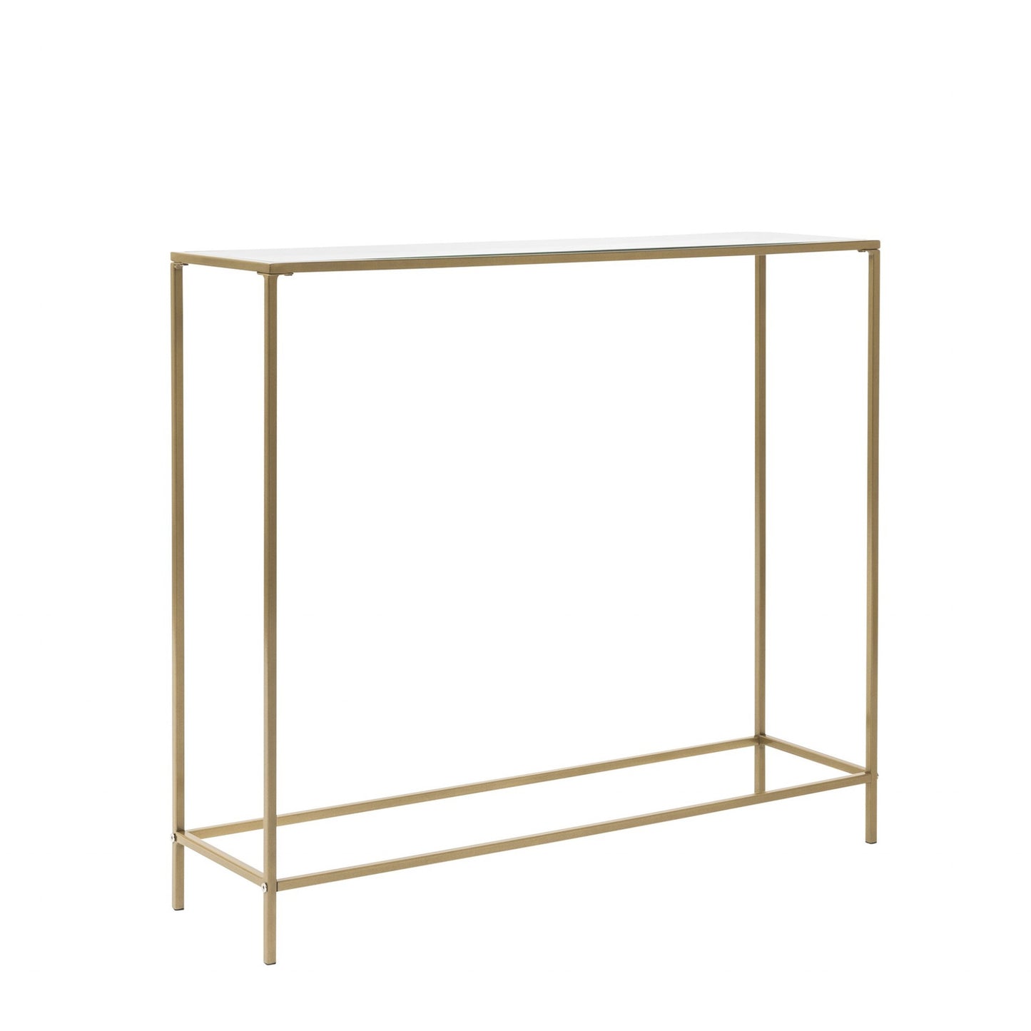 Minimalist Clear Glass and Gold Console Table By Homeroots