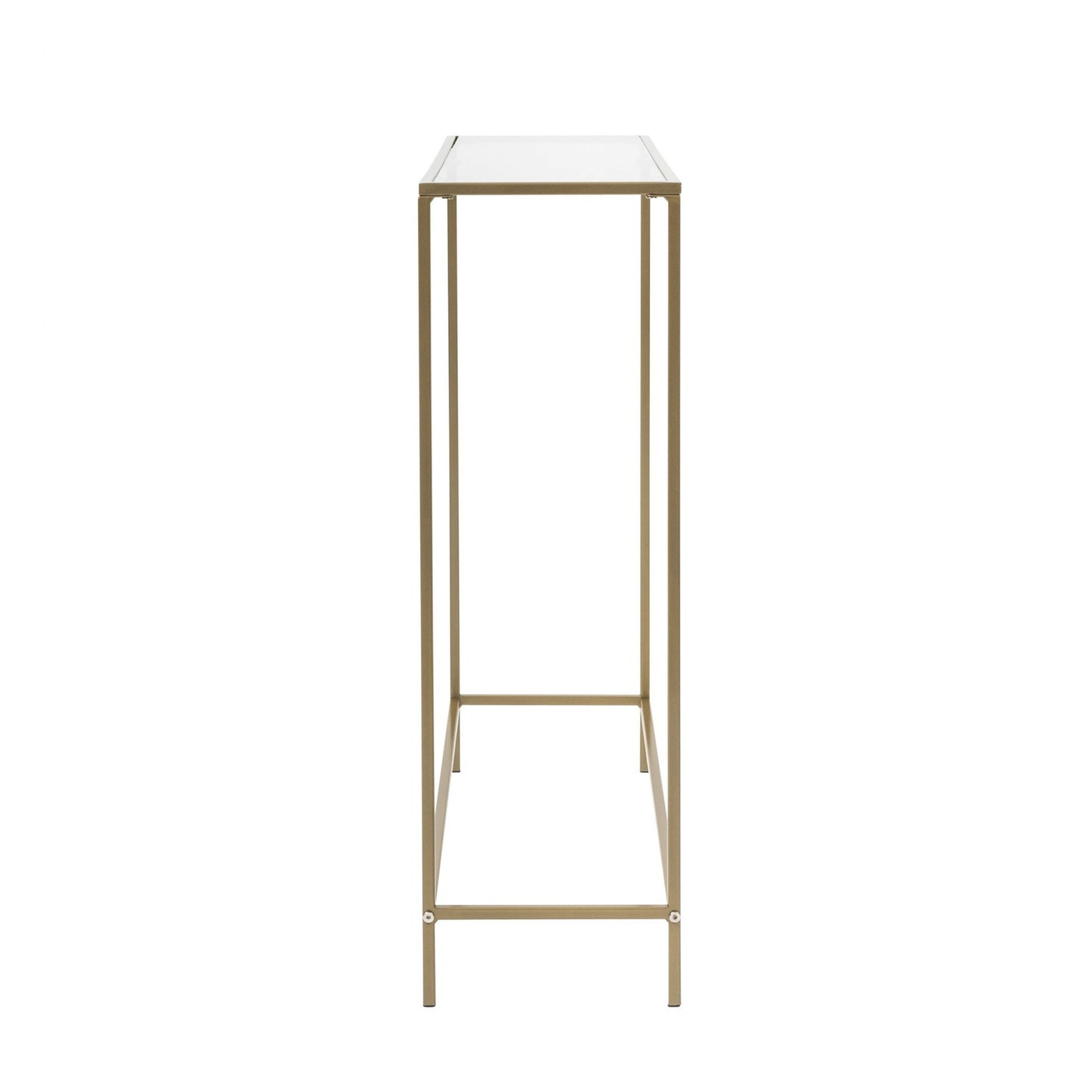 Minimalist Clear Glass and Gold Console Table By Homeroots