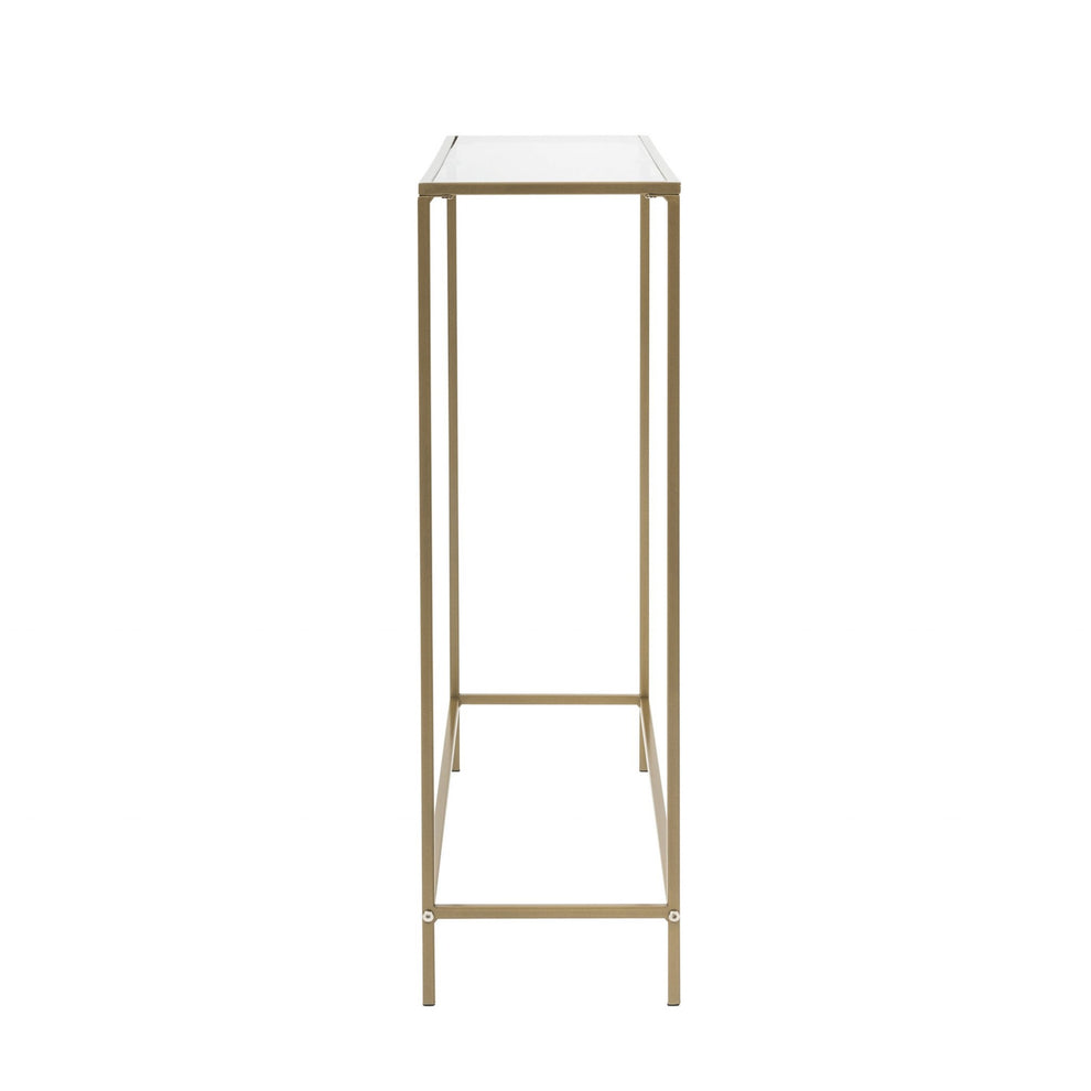 Minimalist Clear Glass and Gold Console Table By Homeroots | Console Tables | Modishstore - 3